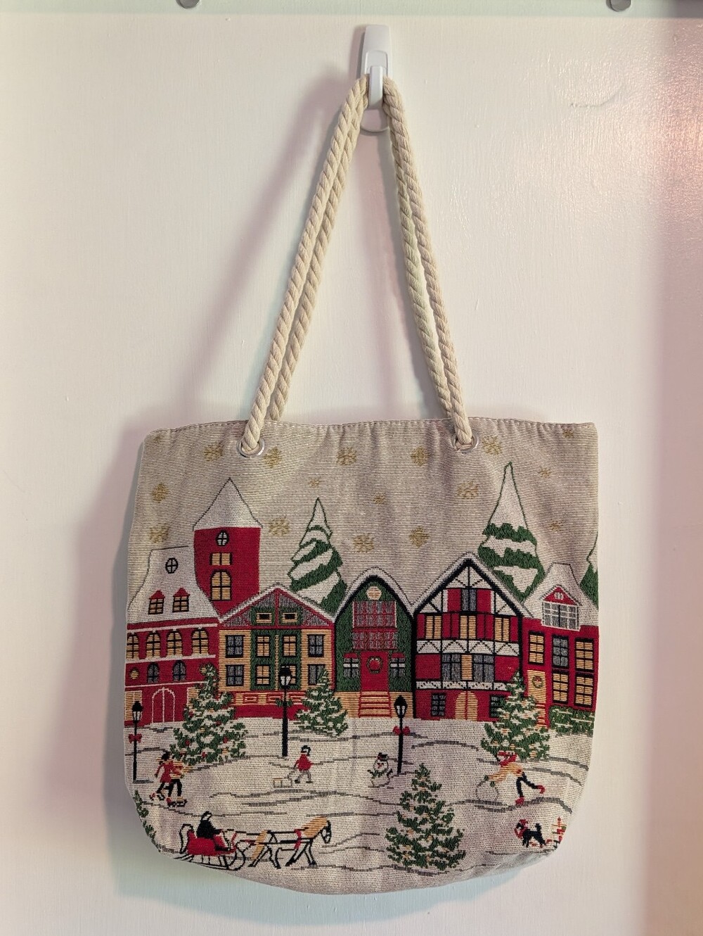 Christmas Holiday Tote Embroidered Bag
